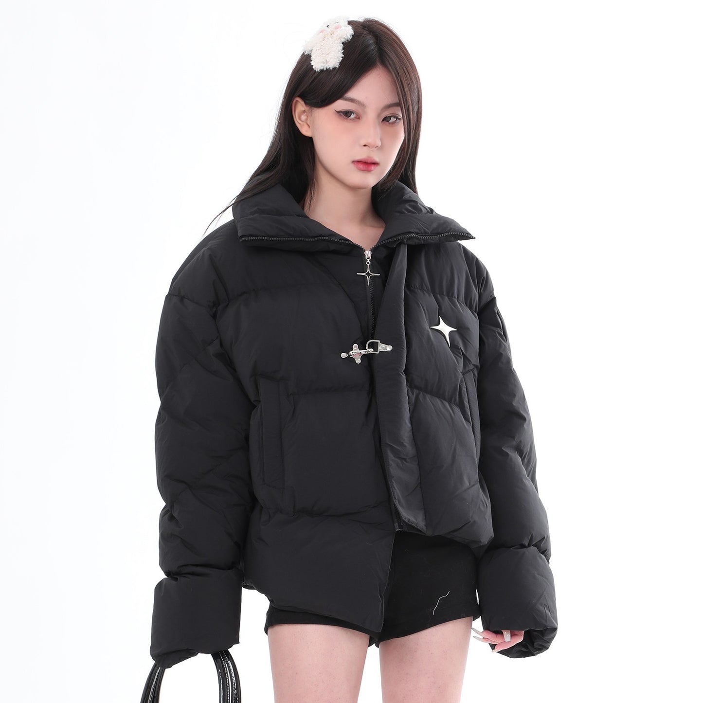 Buckle Closure Puffer Jacket