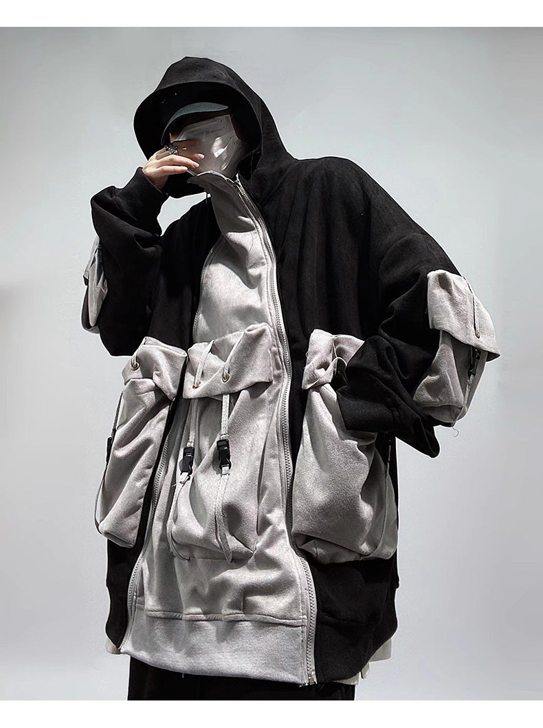 Tech Faux Suede Oversized Utility Hoodie