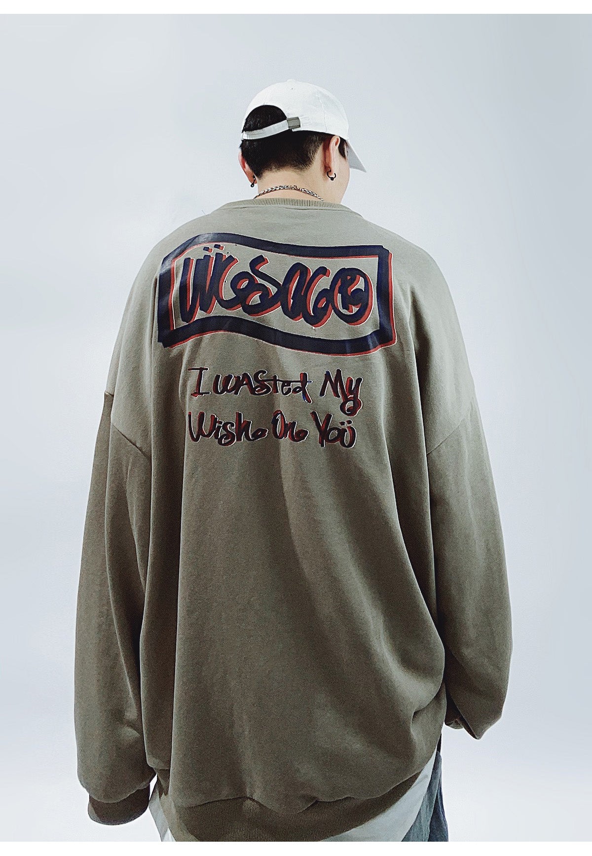 I Wasted My Wish On You Oversized Graffiti Sweatshirt