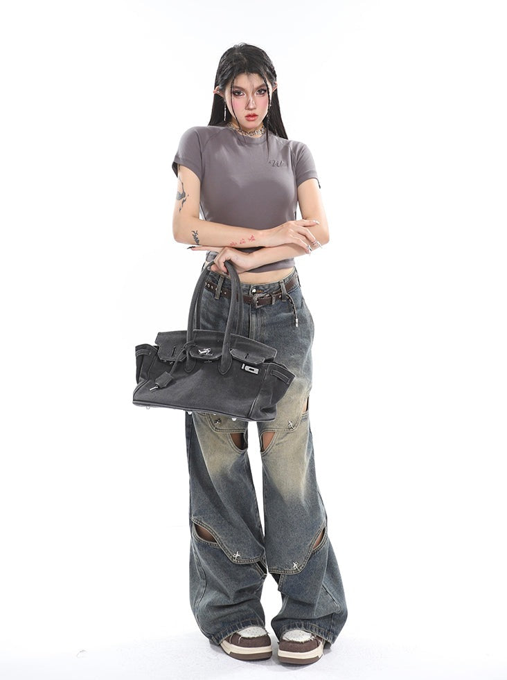 Studded Cutout Jeans