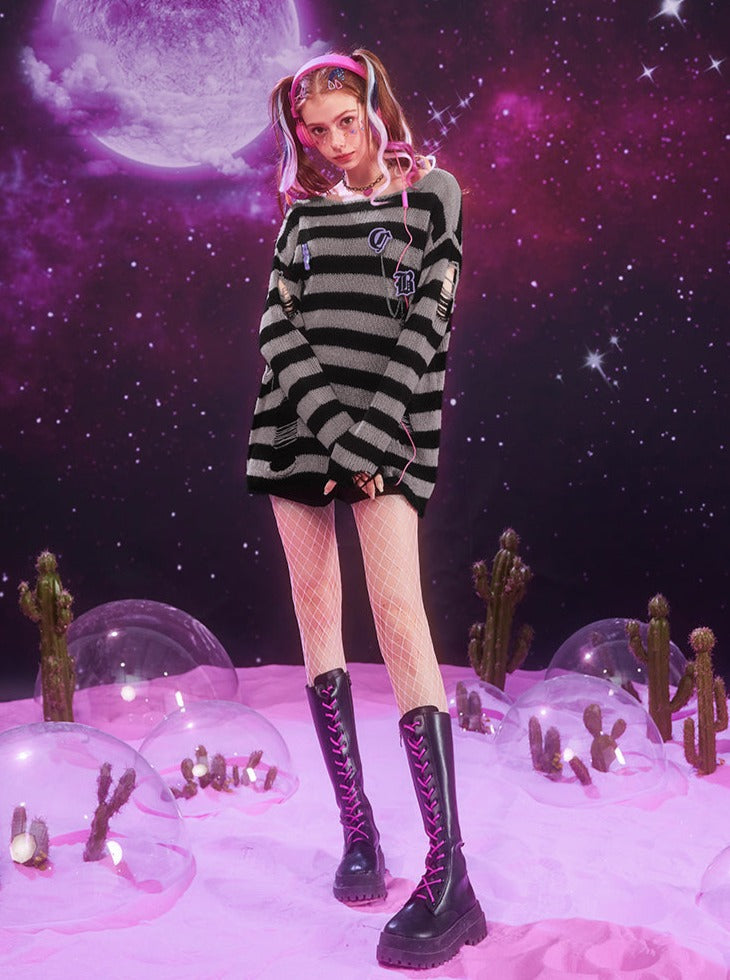 Destroyed Striped Sweater