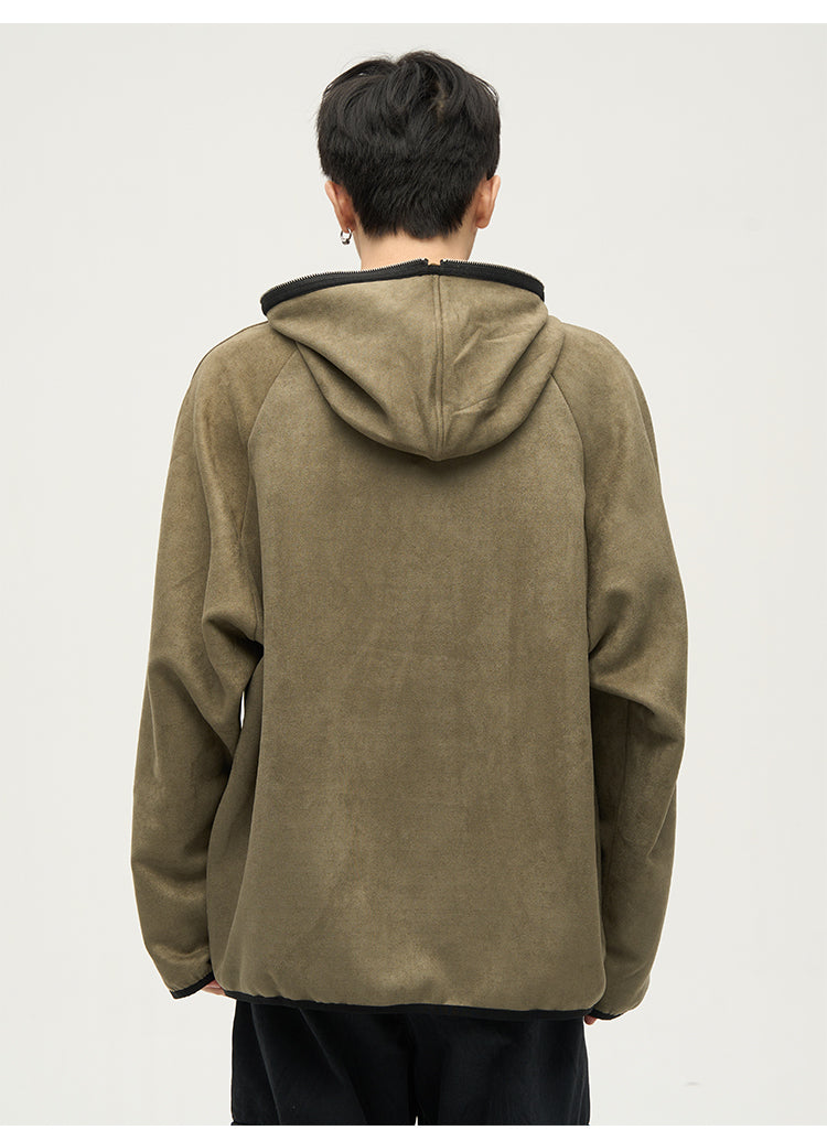 Side Zip Collar Hoodie