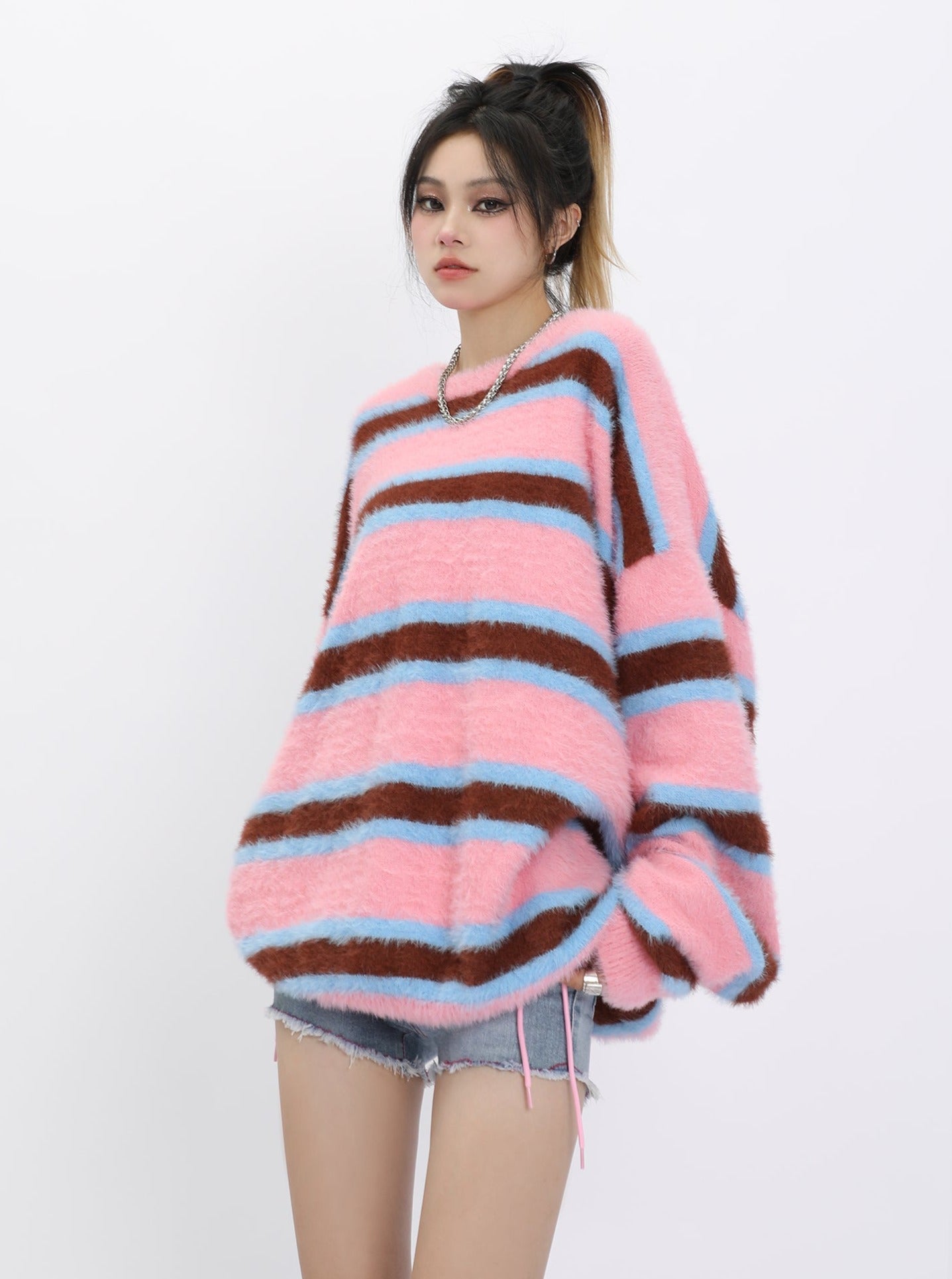 Fluffy Striped Sweater