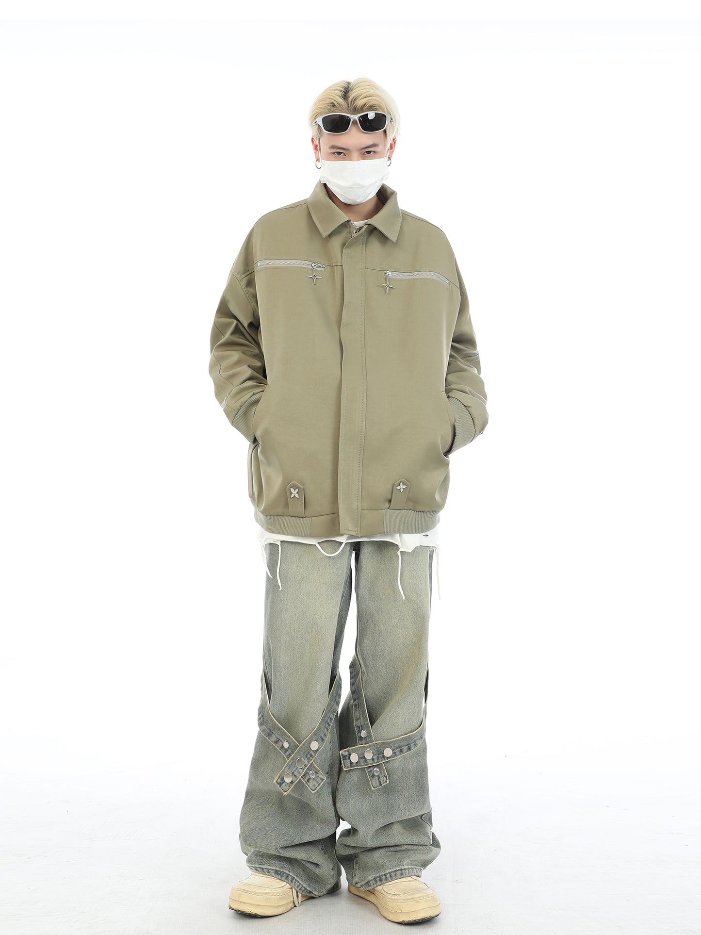 Cross Zipper Bomber Jacket streetwear