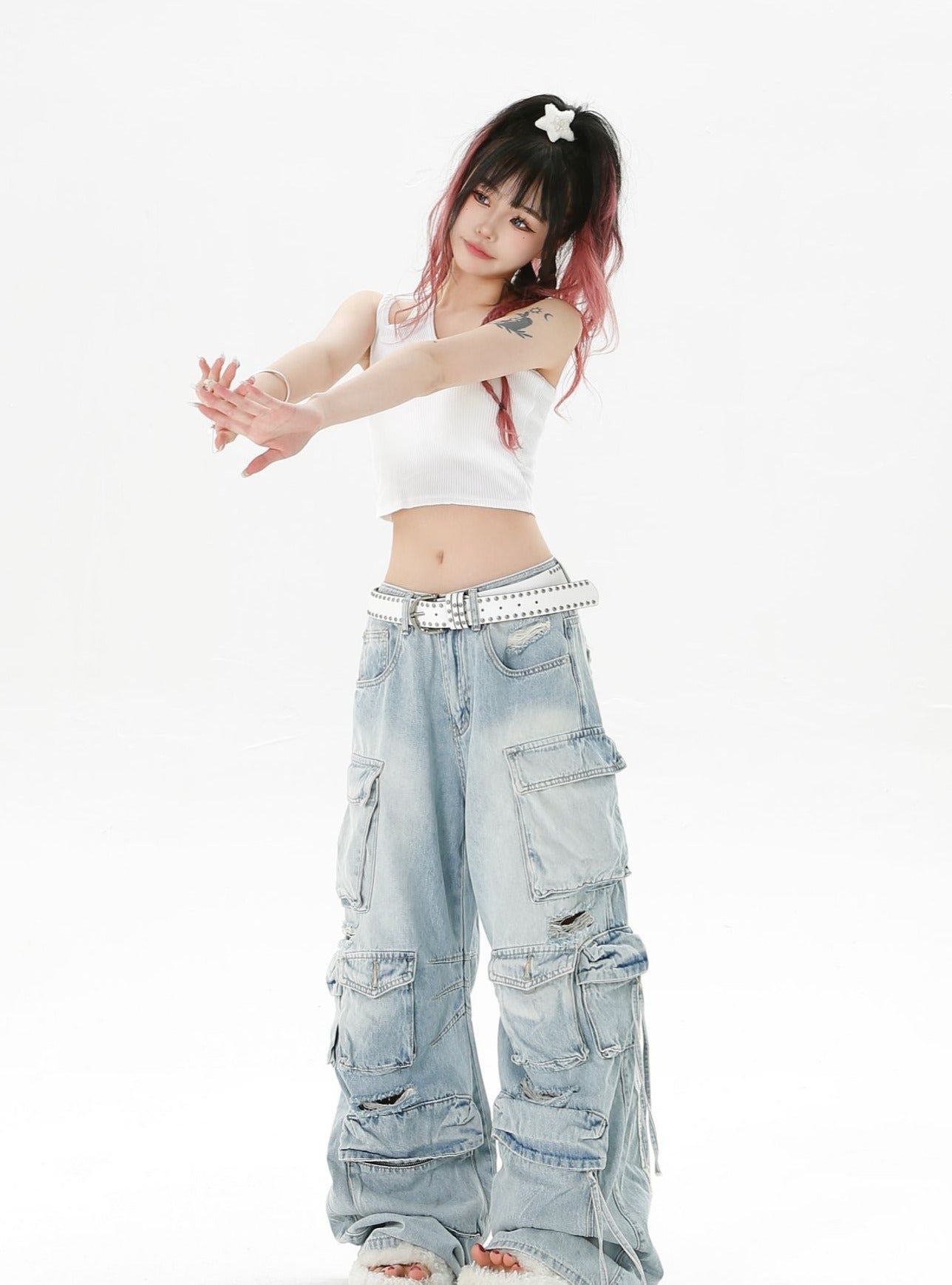 Baggy Ripped Cargo Jeans