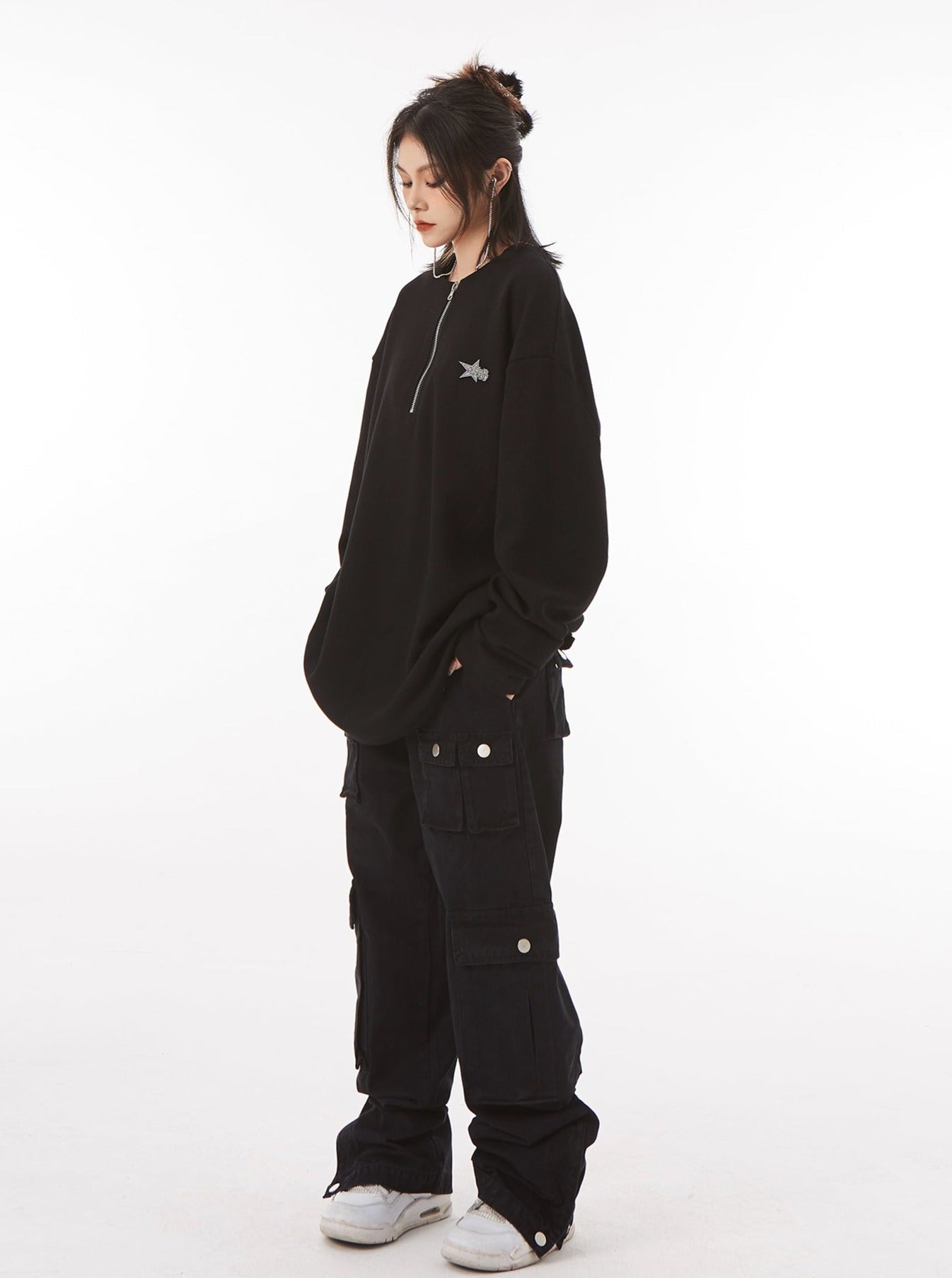 Waffle Knit Long Sleeve Top