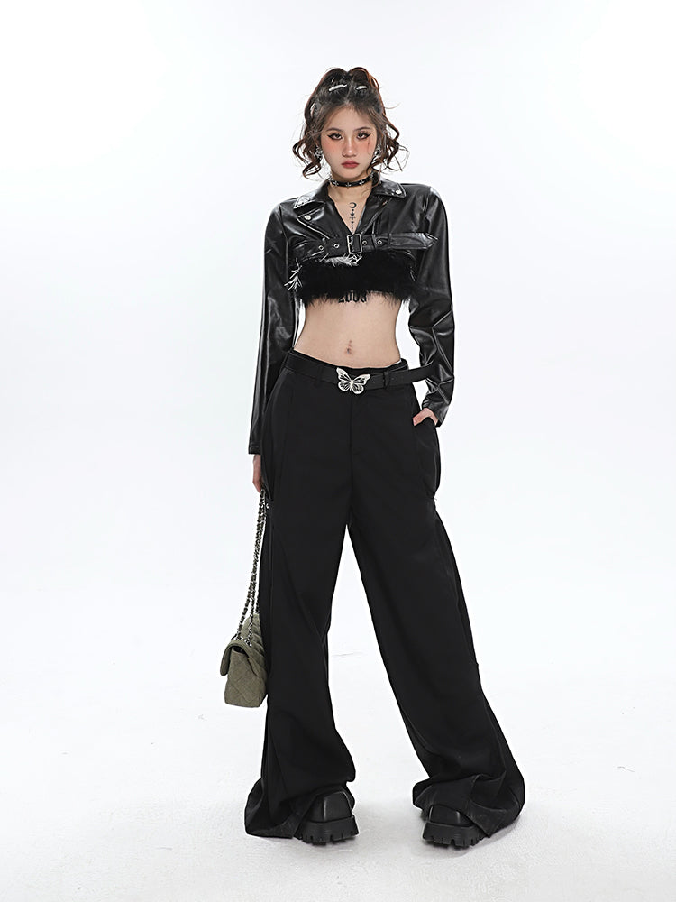 Buckled Wide Leg Pants