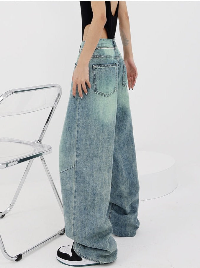 Pink Distressed Baggy Jeans