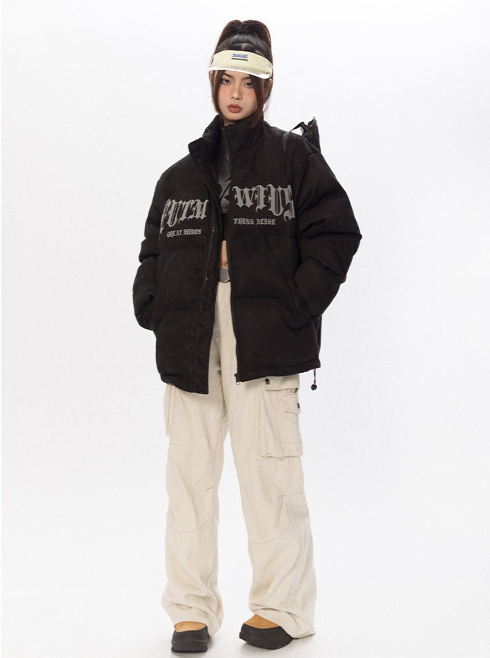 Faux Suede Puffer Jacket