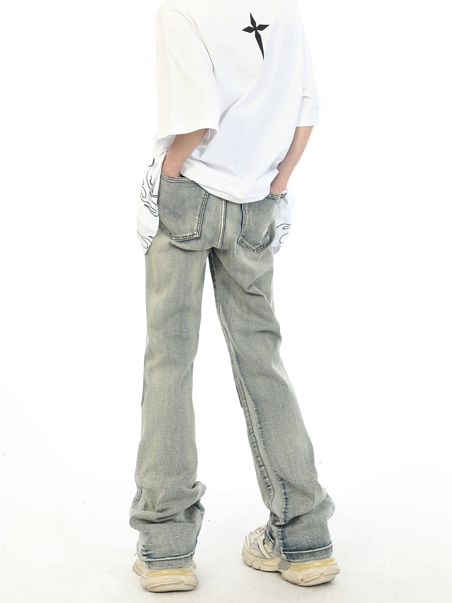 Double Knee Faded Wash Jeans