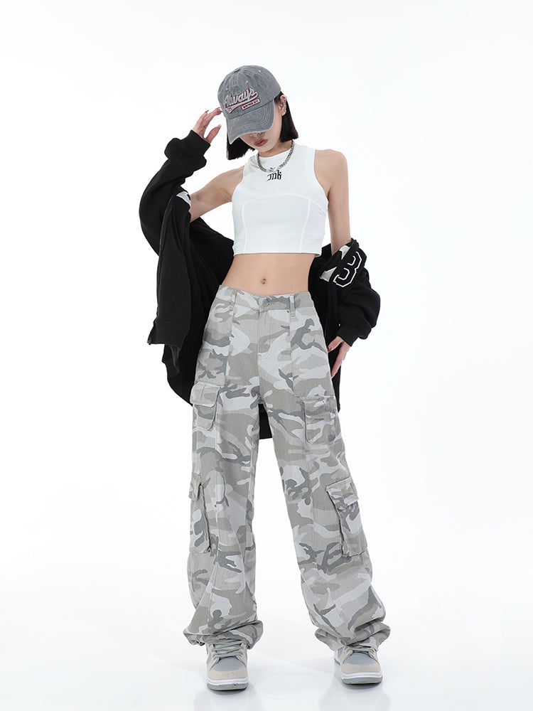 Grey Camo Cargo Pants