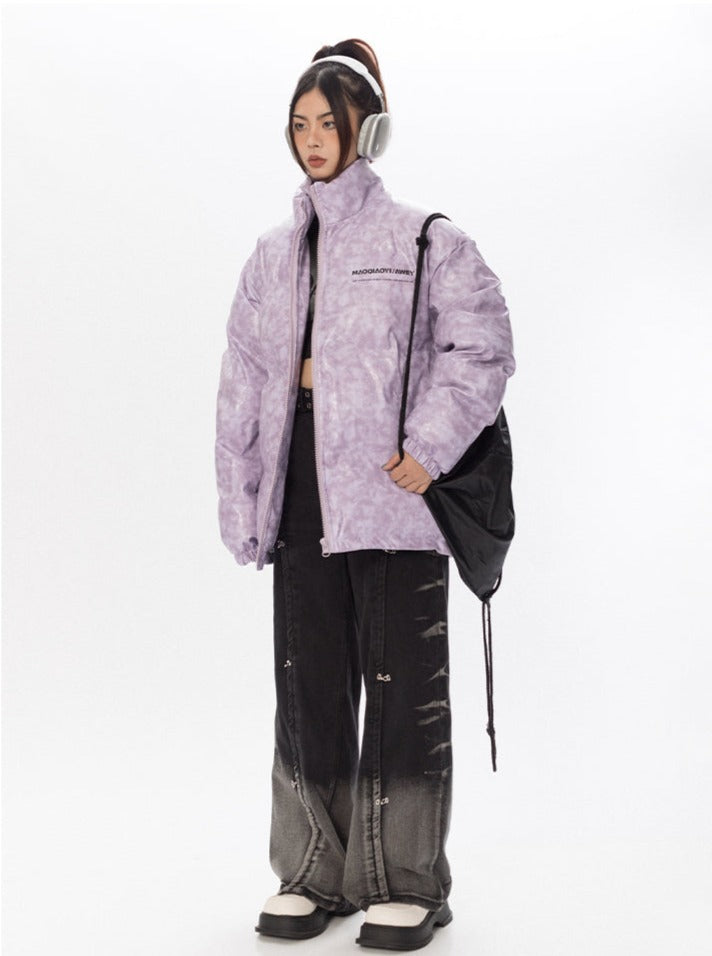 Faux Leather Puffer Jacket