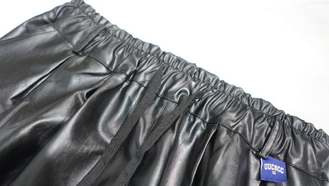 Faux Leather Wide Leg Sweatpants