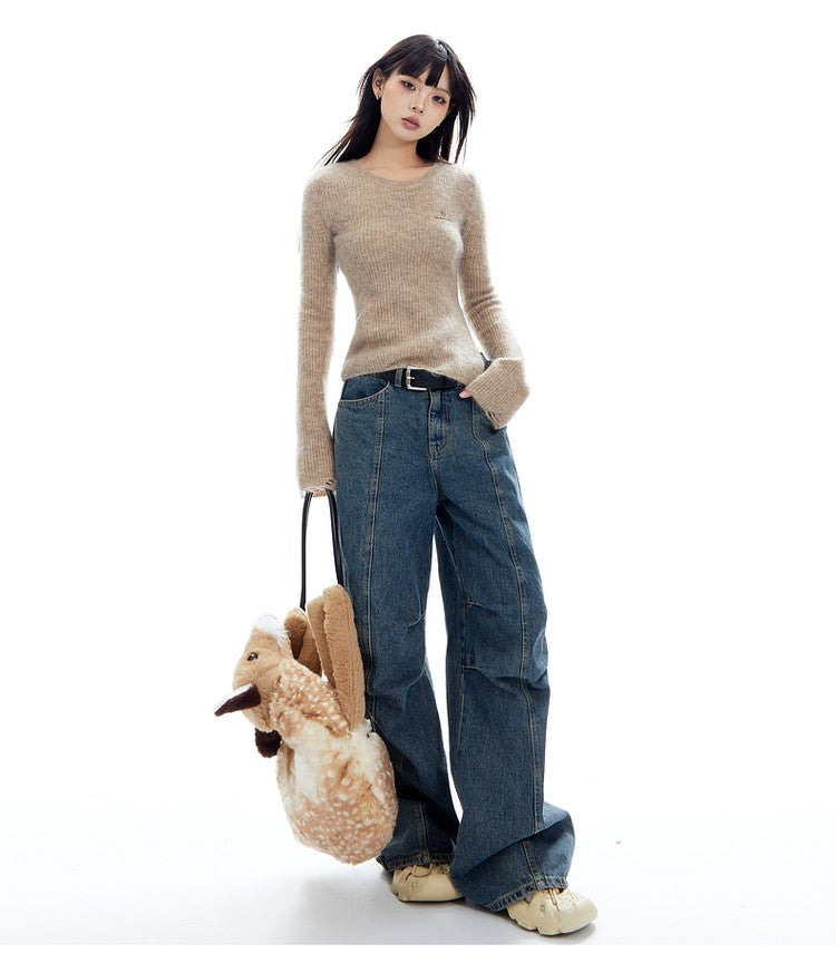 Mohair Split Long Sleeve Sweater