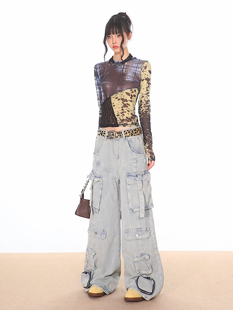 baggy oversized wide leg cargo jeans