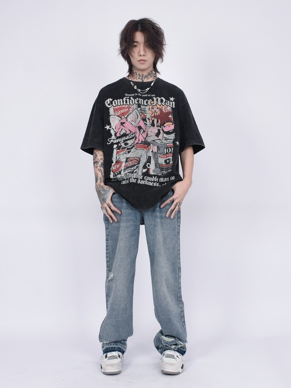 Confidence, Man T-Shirt. Vintage wash. y2k aesthetic eboy streetwear outfits