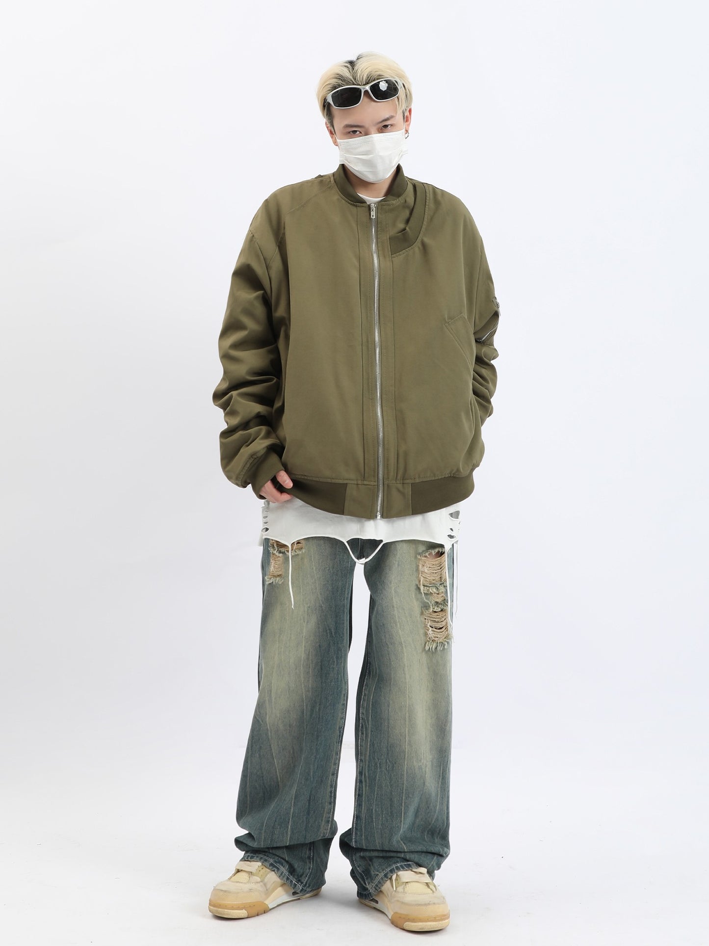 Pleated Bomber Jacket