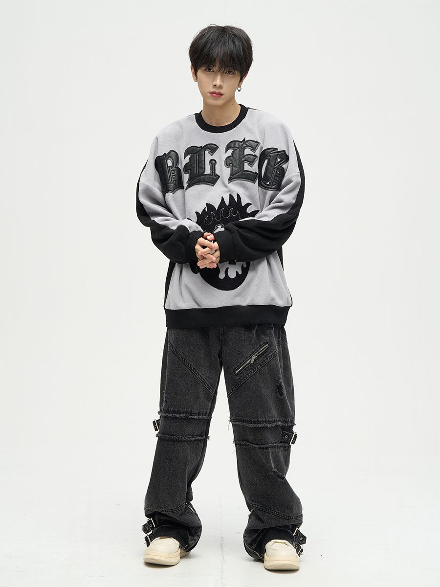 Grunge Streetwear Destroyed Buckled Baggy Jeans