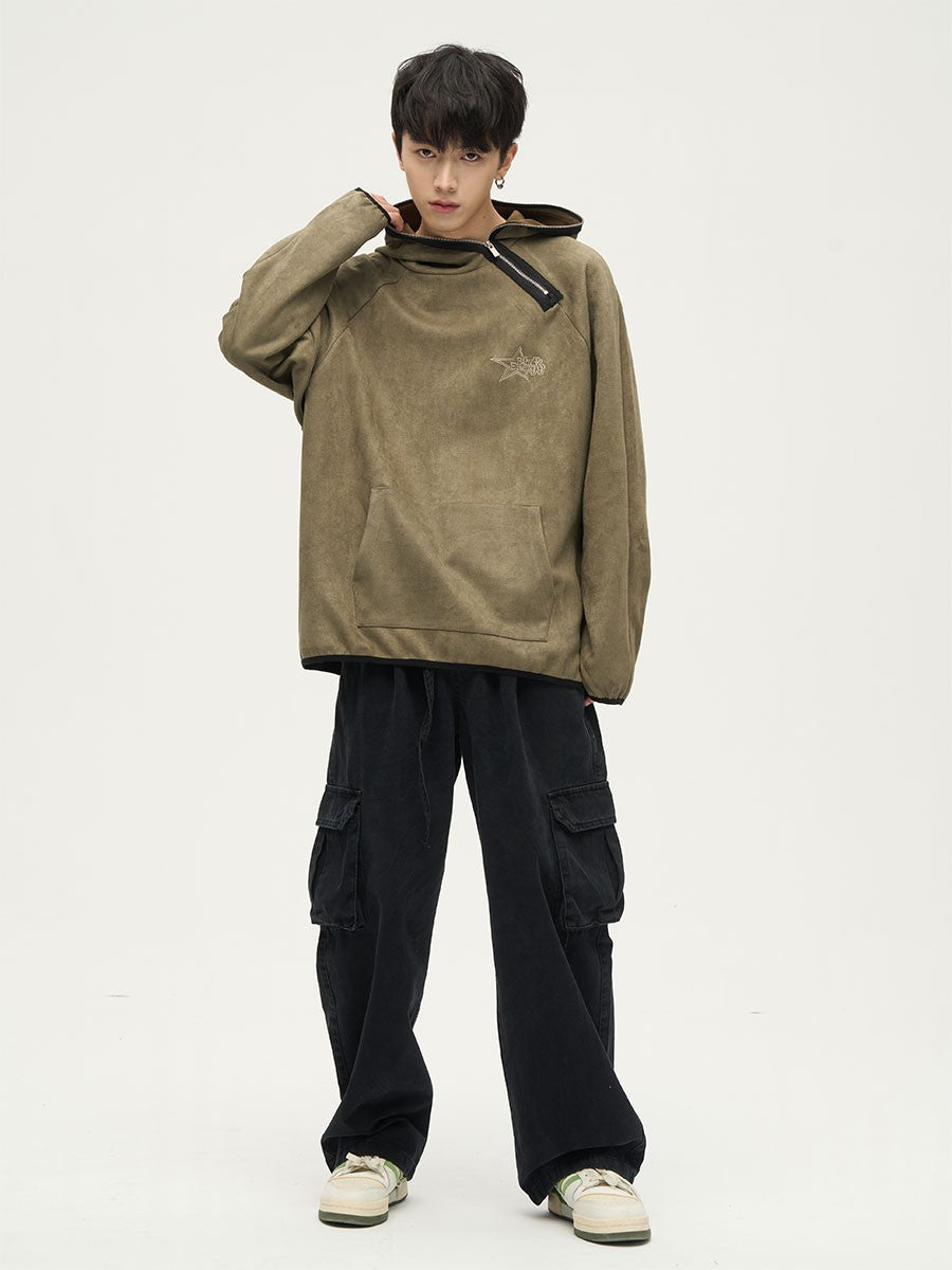 Streetwear Side Zip Collar Hoodie