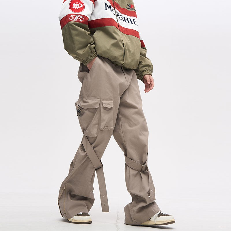 Khaki Strapped Cargo Pocket Pants