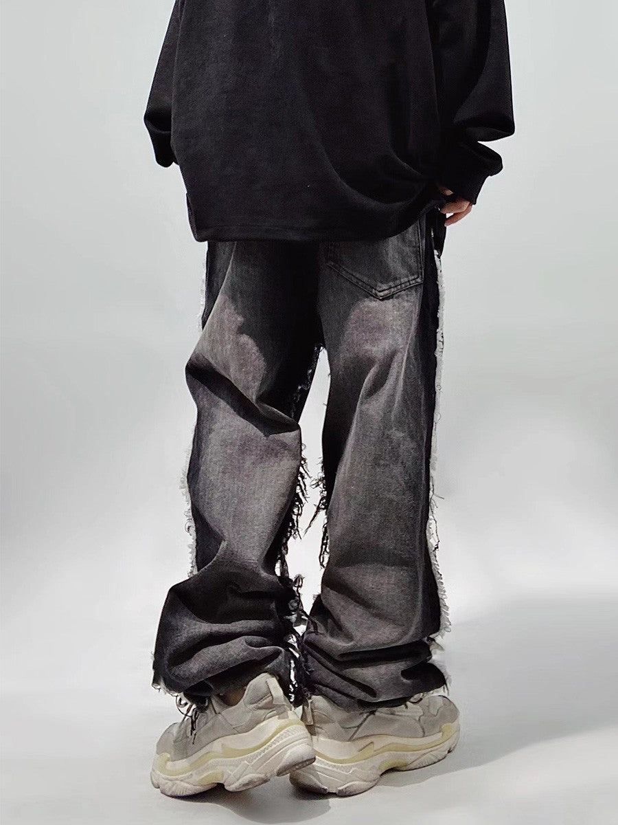 Raw Edge Frayed Loose Fit Jeans