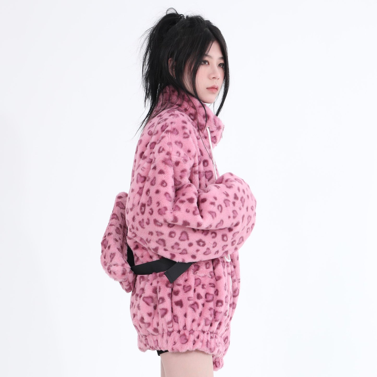 Pink Leopard Plush Fleece Jacket