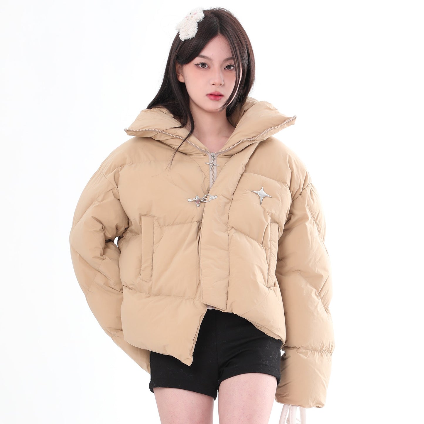Buckle Closure Puffer Jacket