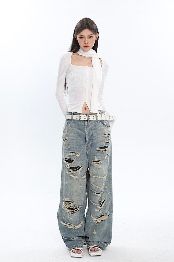 Ripped + Destroyed Baggy Jeans