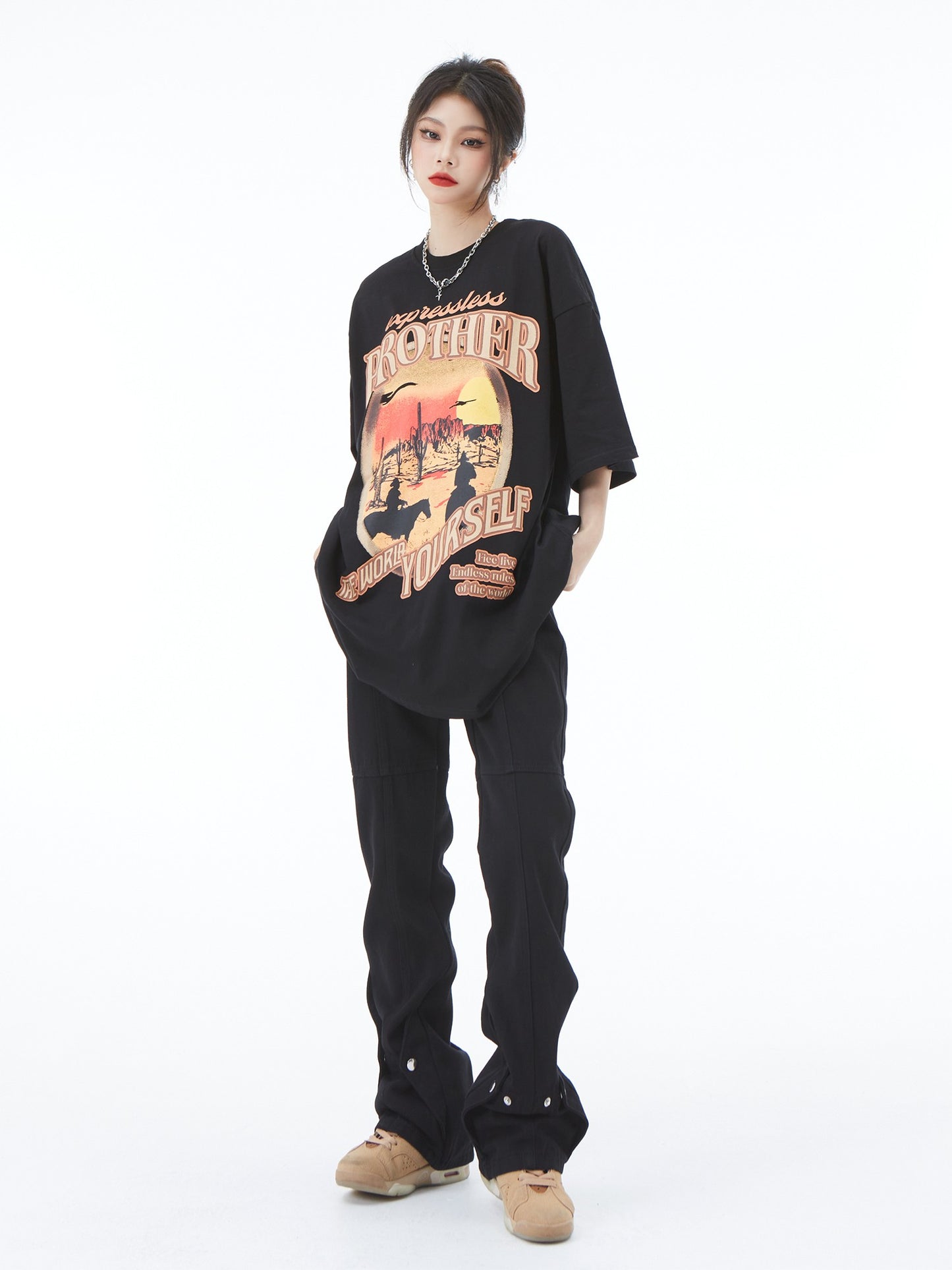 Button Ankle Black Jeans