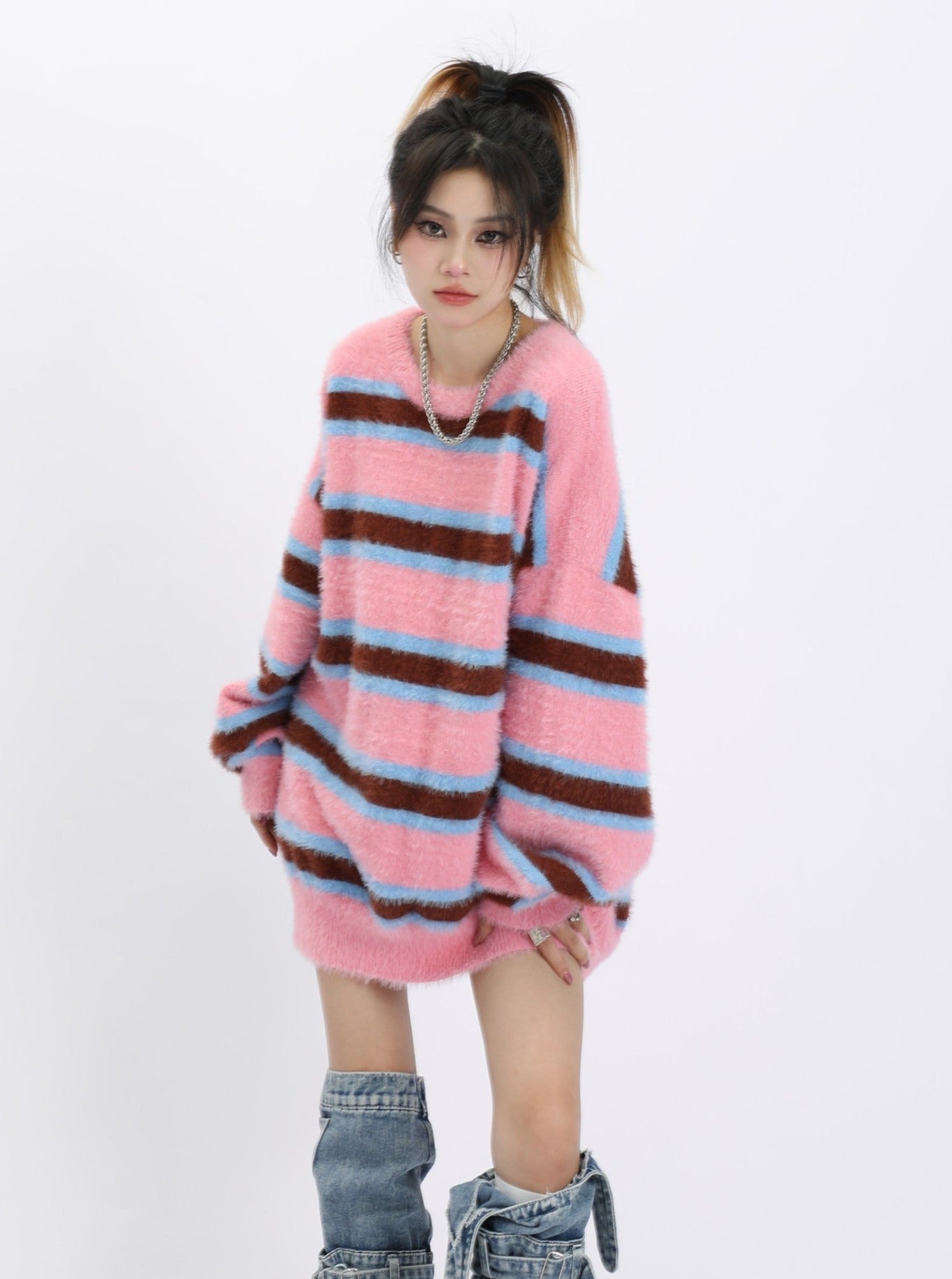 Fluffy Striped Sweater