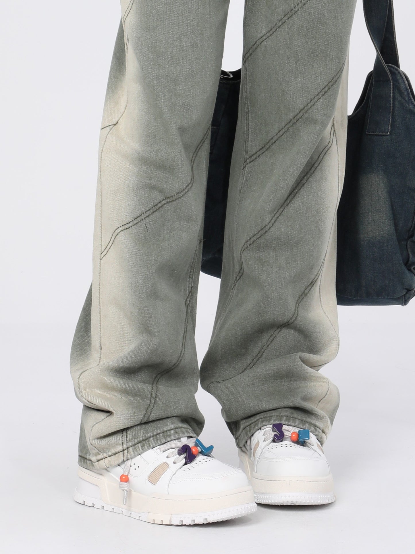 Striped Distressed Jeans