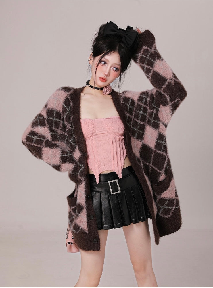 Pleated Faux Leather Skirt