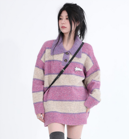 Striped Polo Sweater