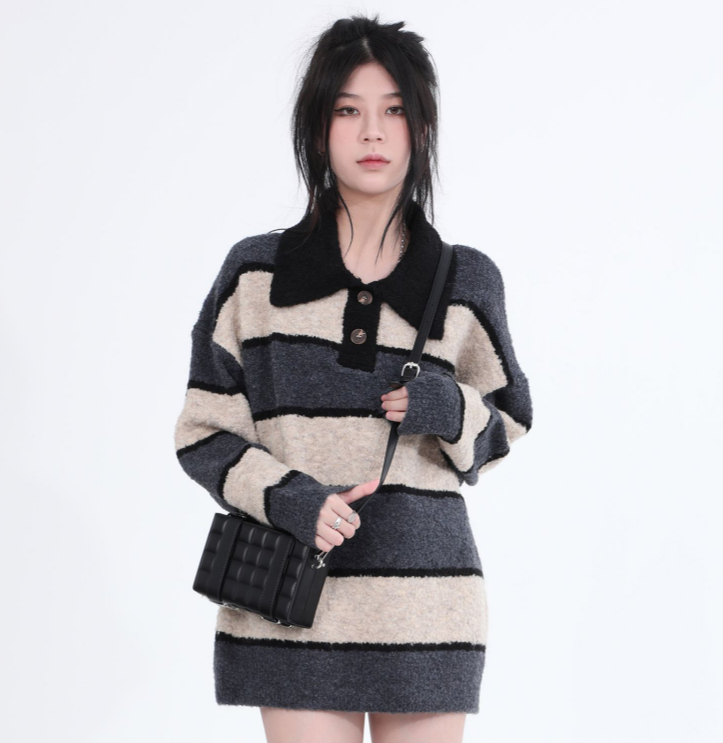 Striped Polo Sweater