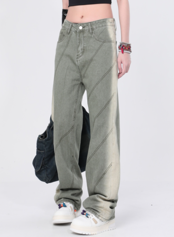 Striped Distressed Jeans