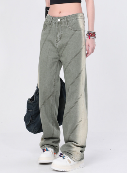 Striped Distressed Jeans