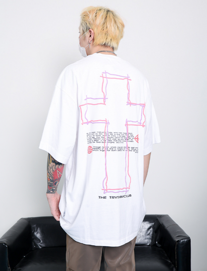 Neon Cross Graphic T-Shirt