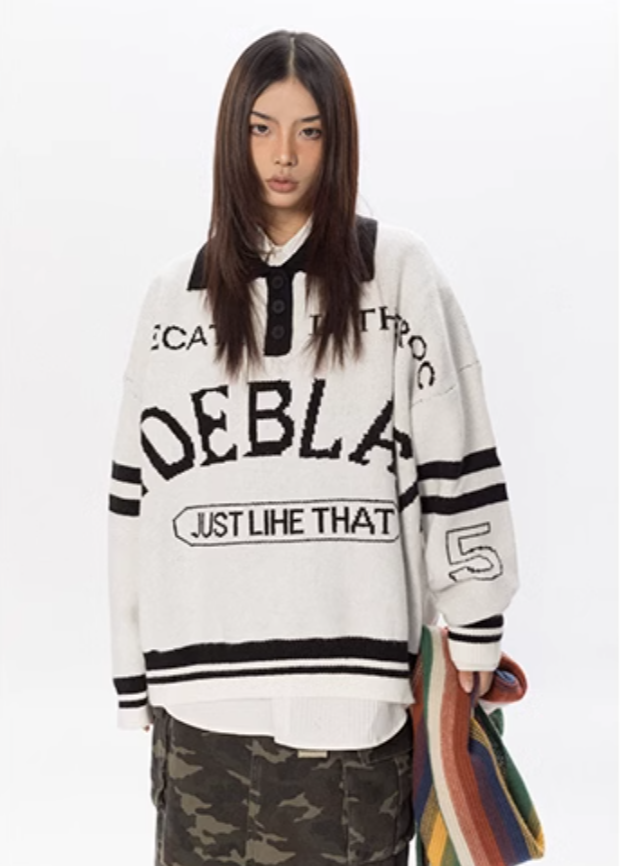 College Knit Polo Sweater