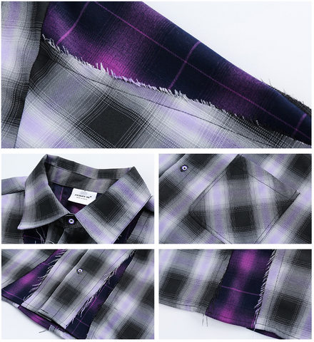 Deconstructed Purple Plaid Shirt