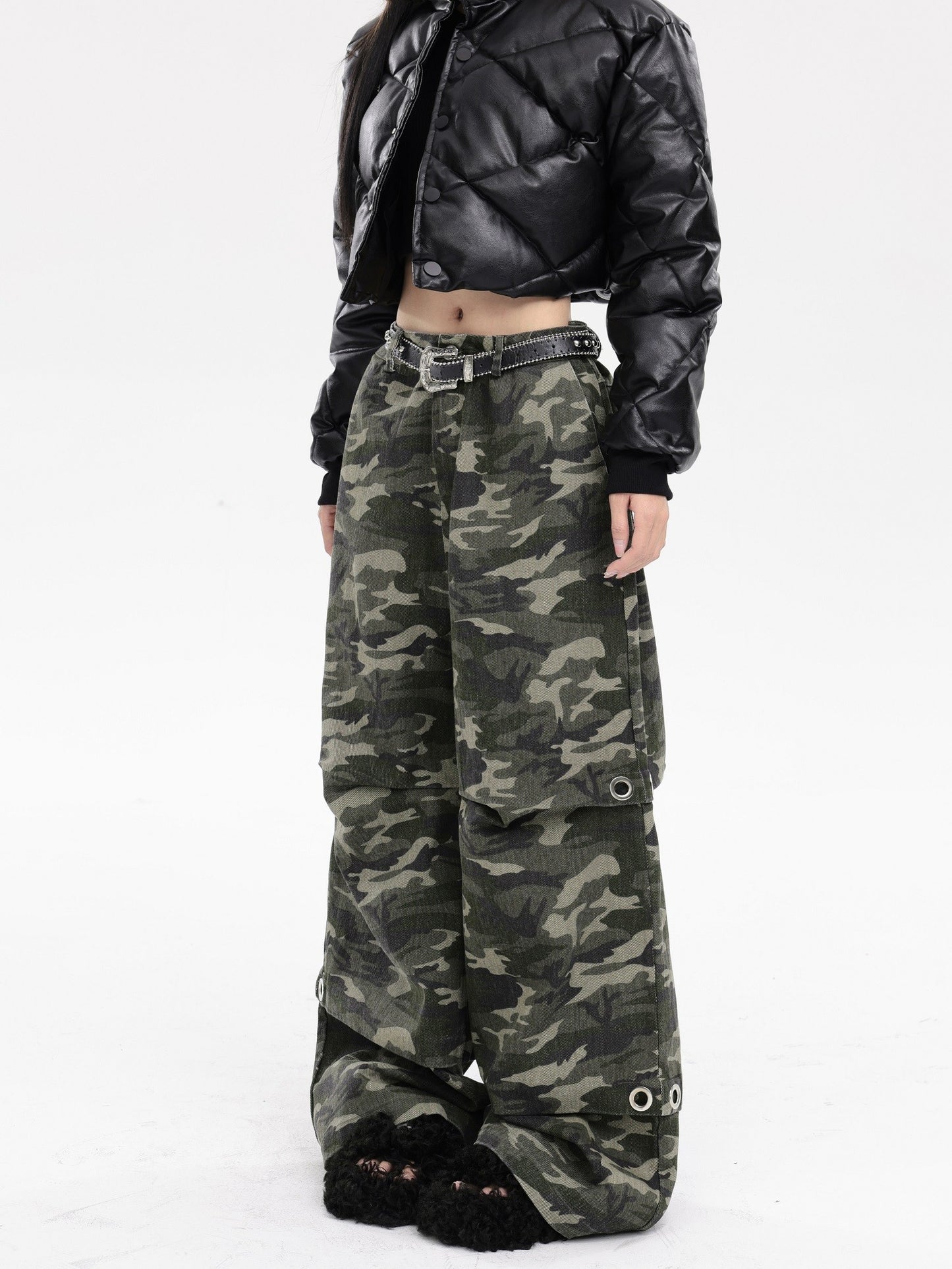 Wide Leg Camo Jeans