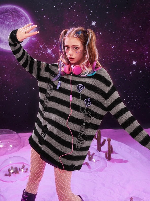 Destroyed Striped Sweater