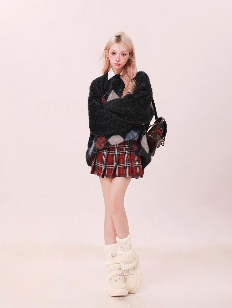 Argyle Fleece Sweater