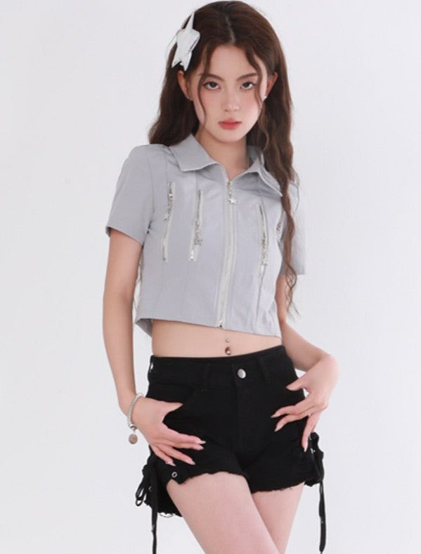 Star Zip Crop Top