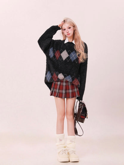 Argyle Fleece Sweater