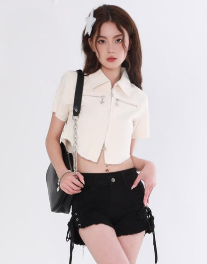 Star Zipper Crop Top