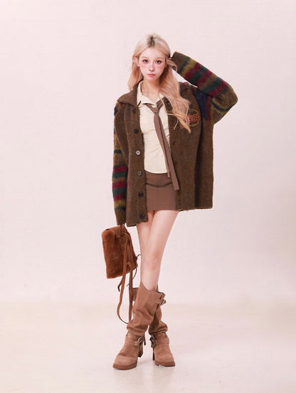 Brown A-Line Mini Skirt