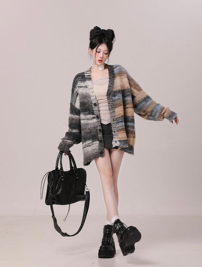 Autumn Striped Sweater Cardigan