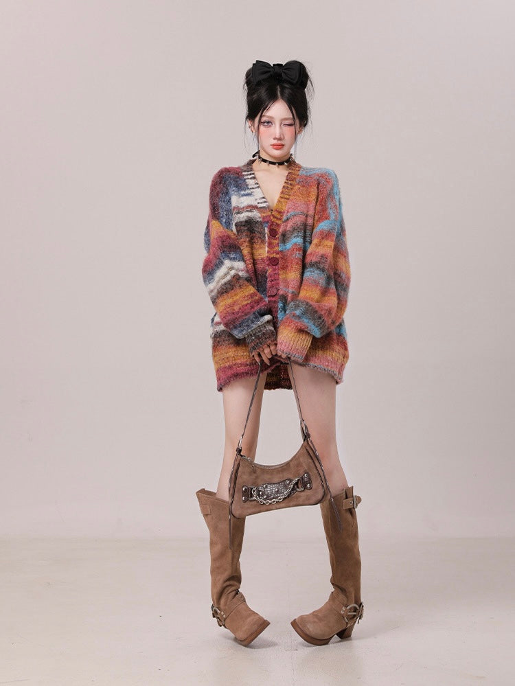 Autumn Striped Sweater Cardigan