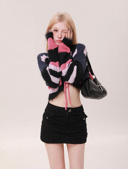 Striped Knit Crop Cardigan