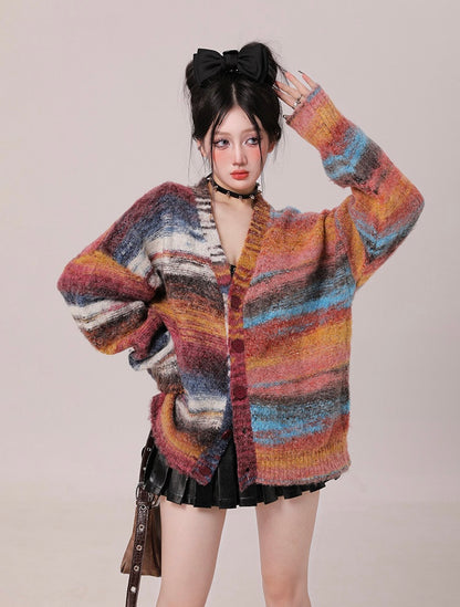 Autumn Striped Sweater Cardigan